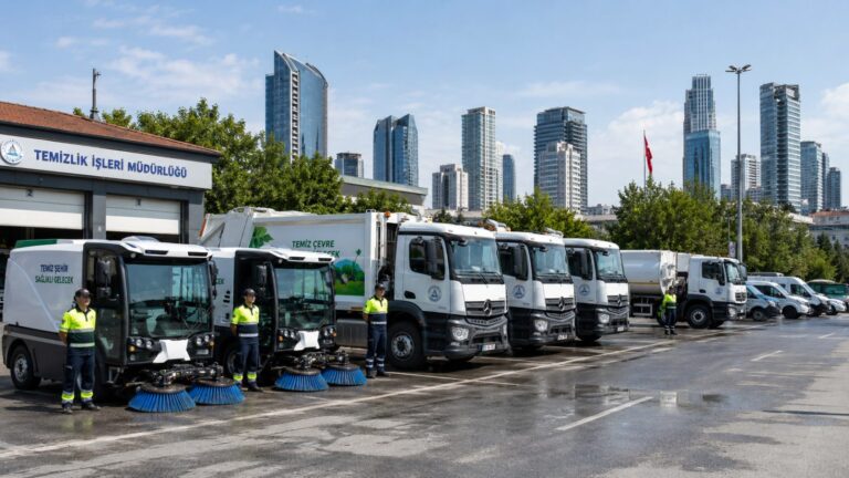 Măturătoare stradală electrică cu zero emisii curățând o stradă din oraș